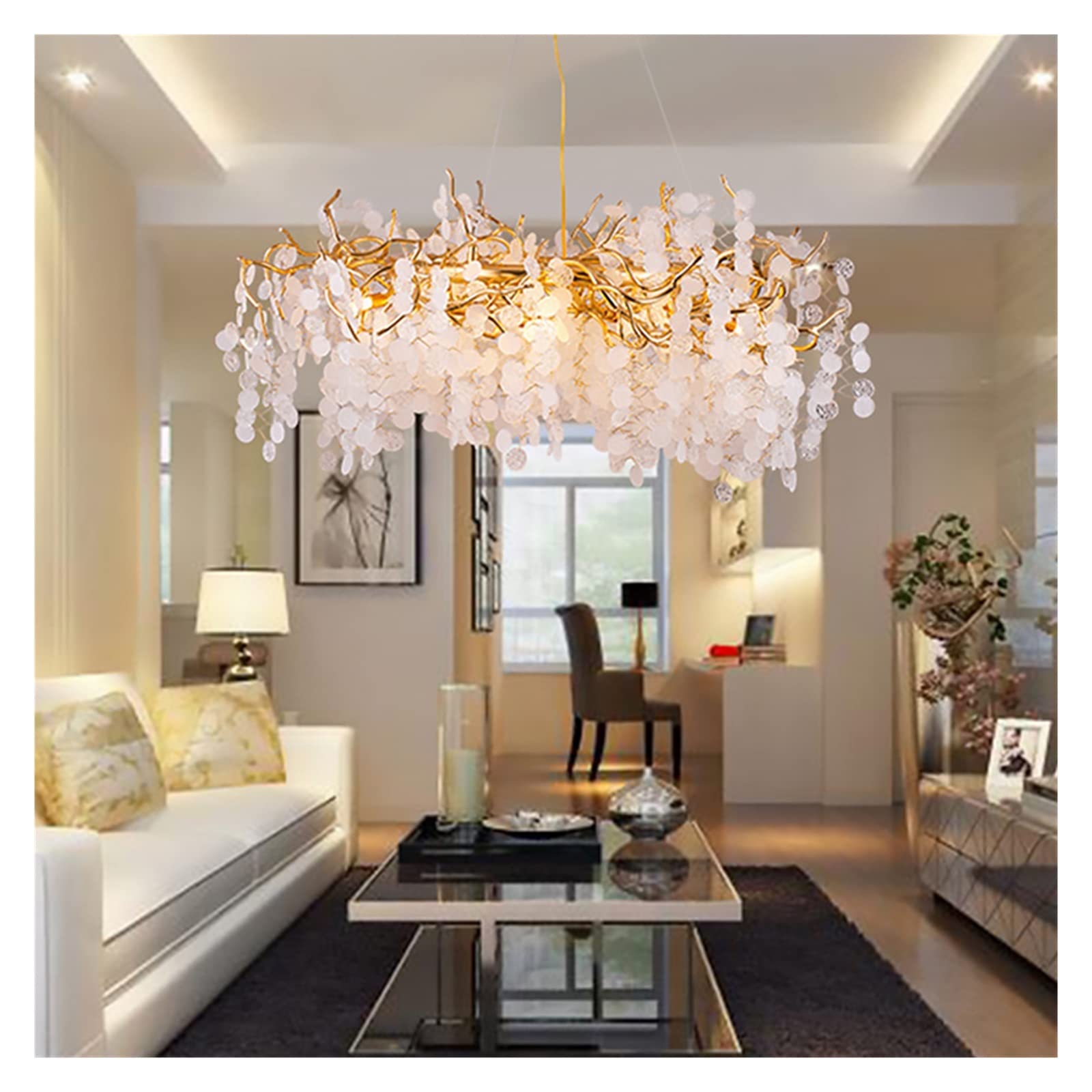 Lampadario Rettangolare A Rami Dorati Con Cristalli K9 | 10 Luci G9 | Luxus Design Art Déco Per Soggiorno E Sala Da Pranzo | L100cm – Fai Da Te E Regolabile - Foto 2