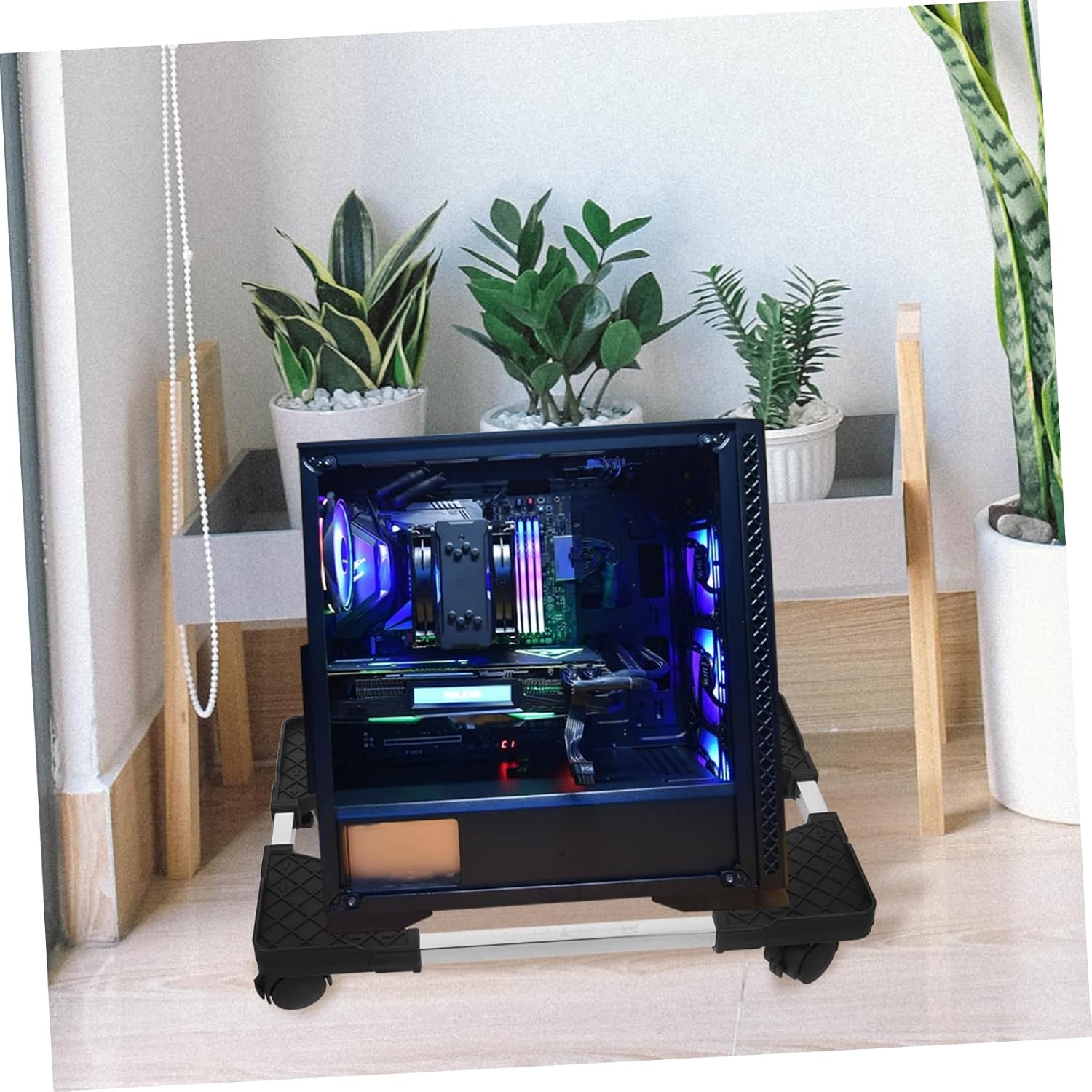 Mobile CPU Stand for Computer Rolling Tower Holder with Locking Wheels Versatile Floor Stand for Easy Cleaning Maintenance Sleek Design Fits Any Environment