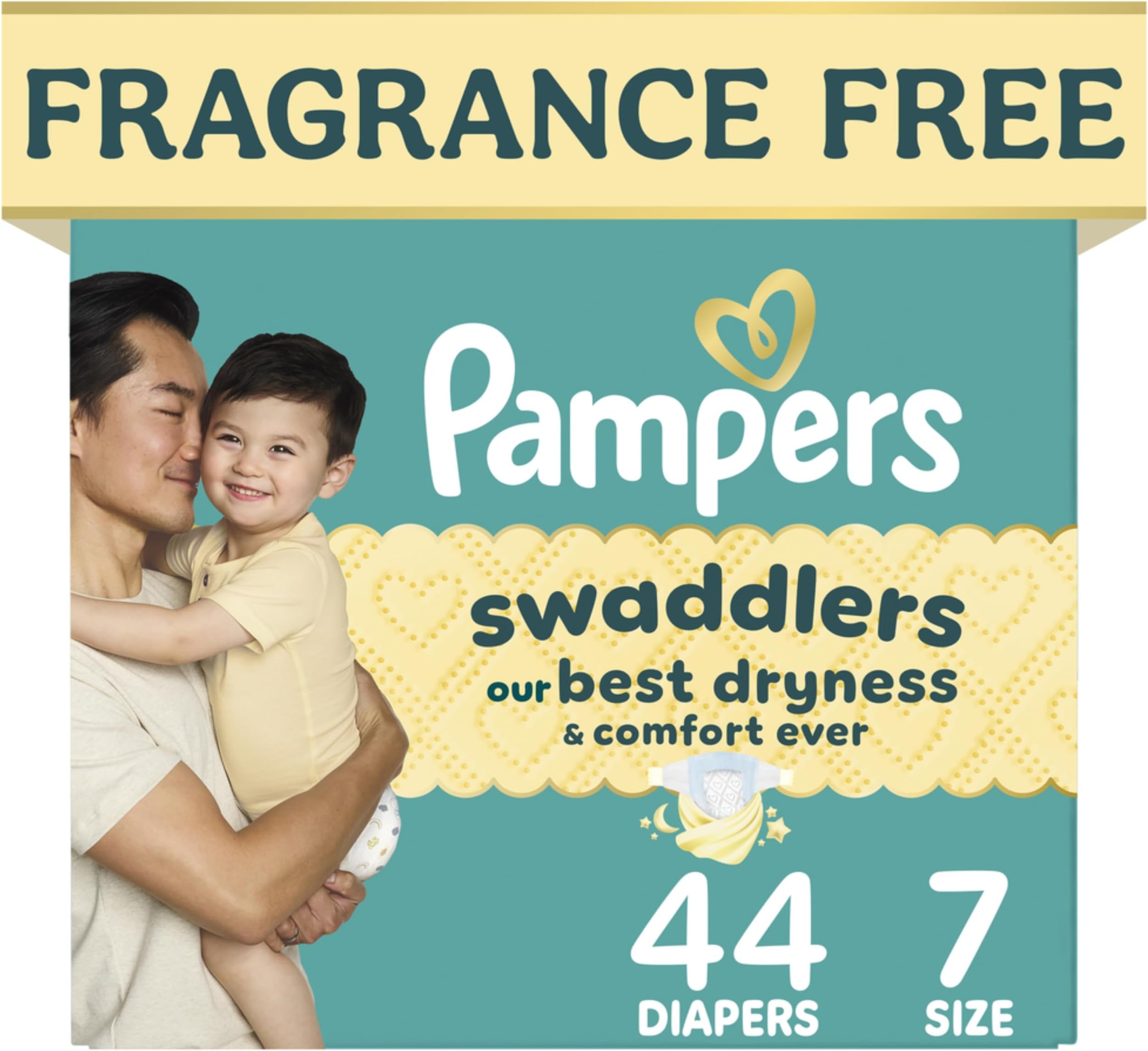 Swaddlers Diapers, Size 7 (26-50 lbs), 44 Count, Fragrance Free, Hypoallergenic, Absorbent, Pediatrician Recommended, Skin Safe