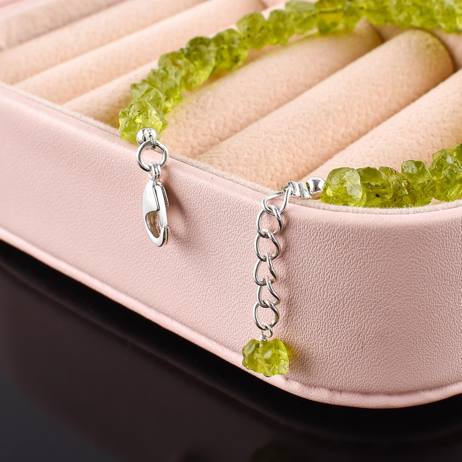 InfinityGemsArt Raw Peridot Stone Bracelets Christmas Gifts For Women 925 Sterling Silver Chain 8 inch Handmade Rough Jewelry Natural Gemstone, Green Crystal, August Birthstone Chakra Stones
