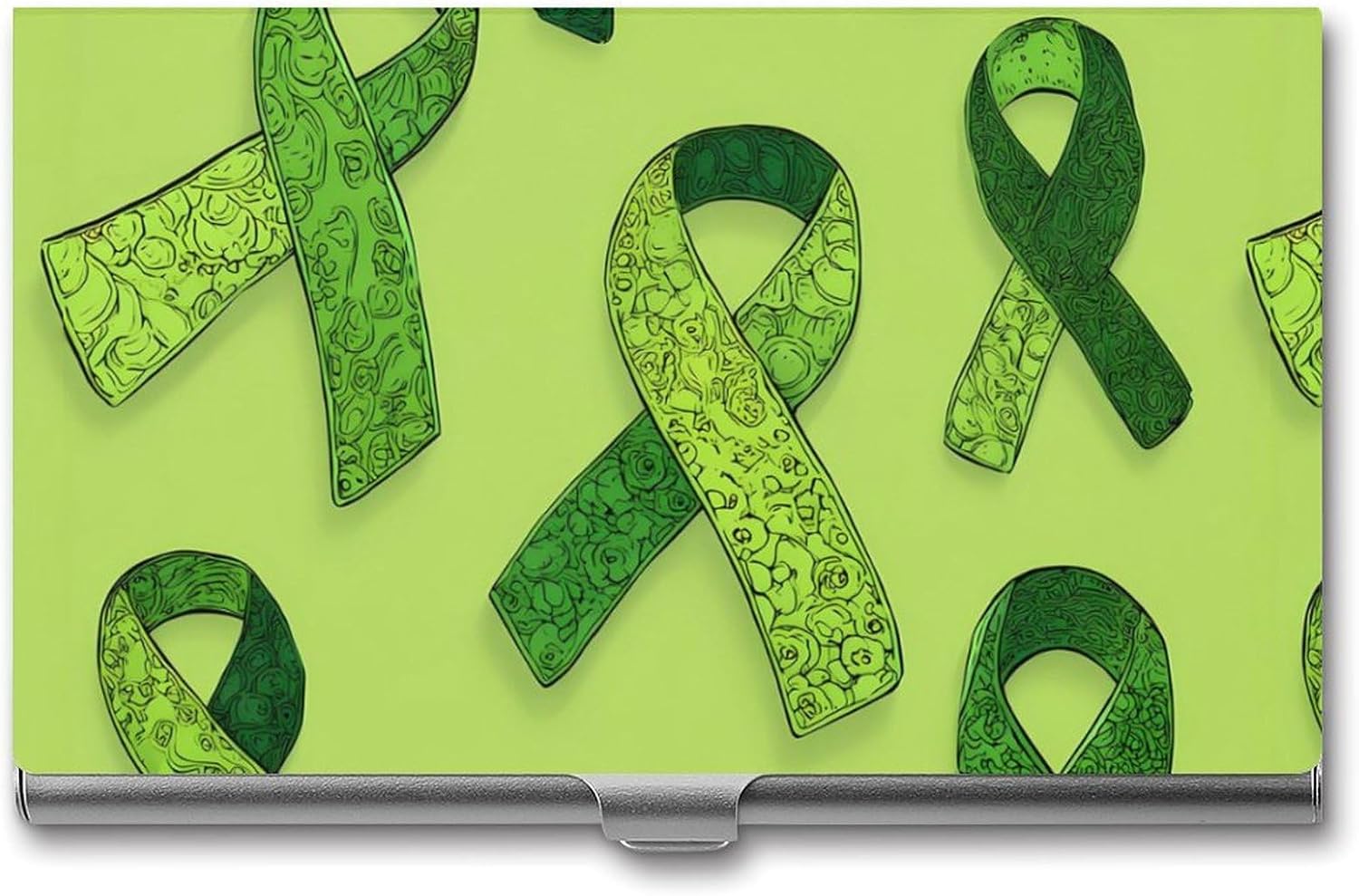 Lym-phomas Cancer Green Ribbon Business Card Case Portable Slim Purse | Card Holder