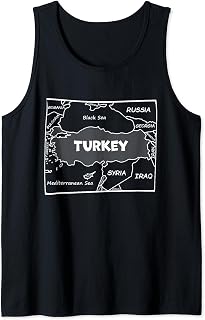 Hand-drawn white line map of Turkey & neighboring countries Tank Top
