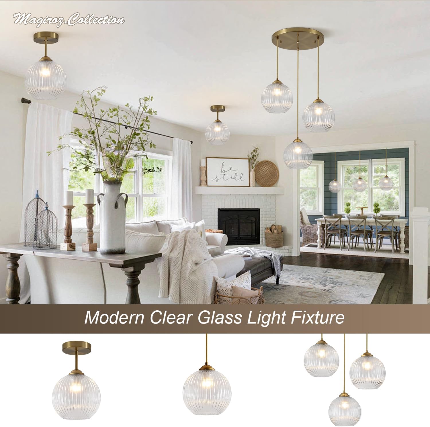 Mid-Century Modern Gold Semi Flush Mount Ceiling Light Glass Globe Ceiling Light Fixture Small Brushed Brass Hallway Light Farmhouse Semi Flush Mount Kitchen Ceiling Light Fixture MCL32-B
