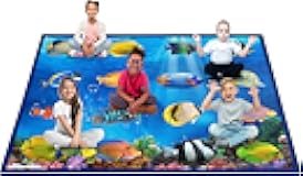Booooom Jackson Ocean Classroom Rug Colorful Soft Fish Playmat for Elementary Preschool Kindergarten Daycare Playroom (6'5