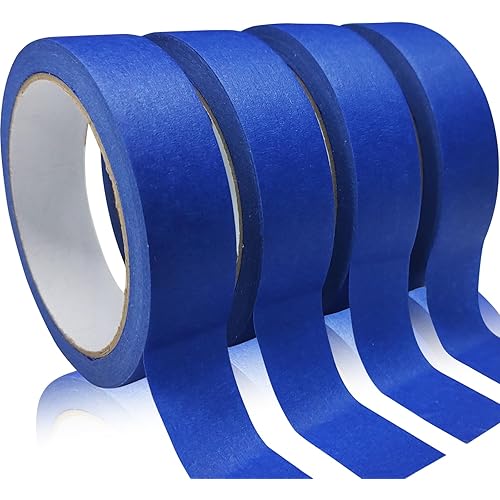 4 Rolls Premium Painters Tape, Blue Tape, Masking Tape, Paint Tape for Multi-Purpose, Painting, Painter's, DIY Crafts Arts (88yd =0.94IN*22yd*4) Decoration Labeling No Residue, Easy Removal