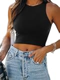 REORIA Women’s Sexy Sleeveless Racer Back Tank Tops Halter Neck Crop Tops