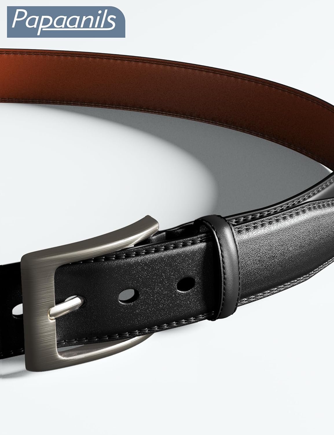 Leather Dress Belts for Men,Casual Business Wearing for Jeans,Suits, Belts Width 1 3/8" - Image 4