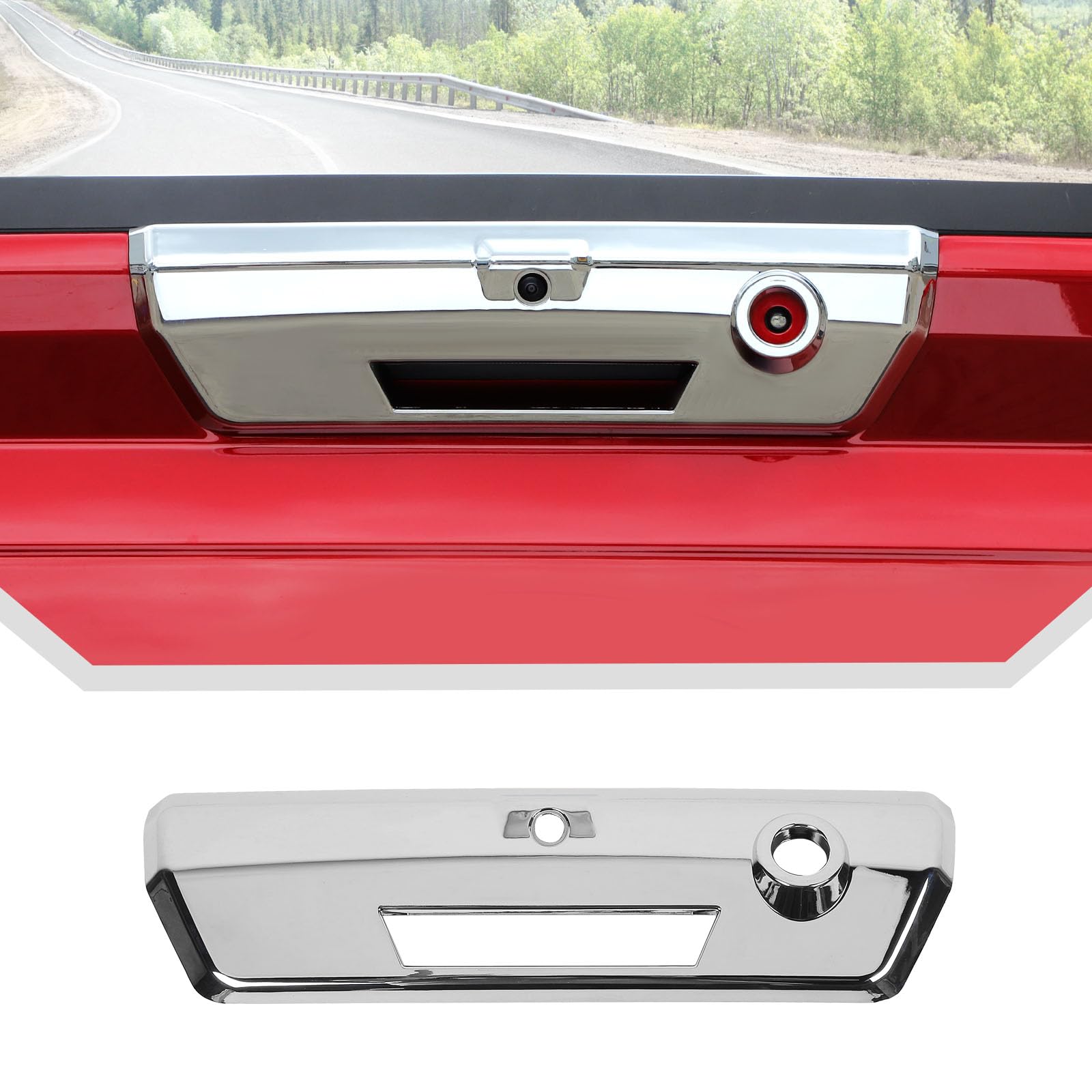 JeCar for F150 Tailgate Handle Cover Rear Door Handle Trim Exterior Accessories Compatible with Ford F150 2021 2022 2023 (Chrome)