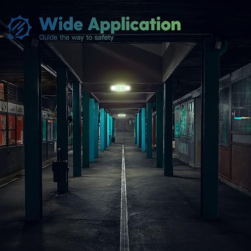 Miniatura 14 de FREELICHT Paquete de 6 letreros de salida rojos con luces de emergencia, dos luces LED de salida de emergencia ajustables con batería de respaldo