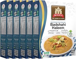 Malka Badshahi Haleem Recipe Mix 50g (1.76 oz) - Authentic Gourmet Spice Powder for Meat & Lentils - No MSG Added, Vegan, Non-GMO, Gluten Free & Halal - Pack of 6
