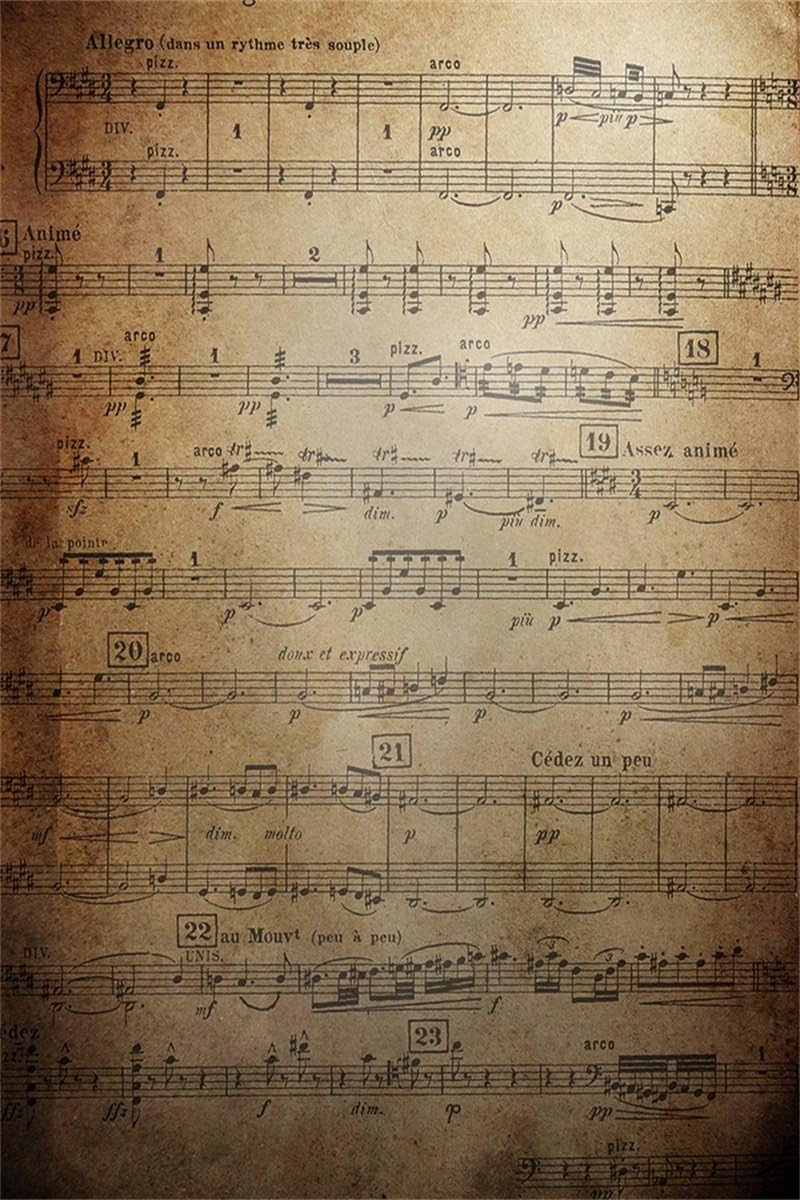 AOFOTO 8x10ft Vintage Music Notes Photography Studio Background Classical Music Score Retro Photo Shoot Backdrop Old Grunge Individual Show Wallpaper Young Boy Girl Artistic Portrait Video Props