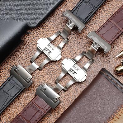 For Cartier Santos SANTOS 100 Leather Belt Folding Butterfly Buckle