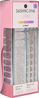 Gloss Nail Strips 5-in-1 Kit - Best of Sparkles - UV Free, Chip Resistant, Long Lasting Gel Nail Stickers - Contains 110 Wraps, 5 prep Pads, 2 Files