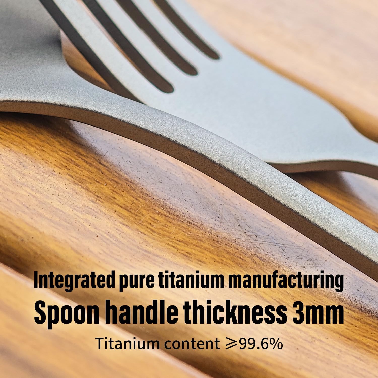 TiTo Titanium Cutlery Set, Lightweight Titanium Fork and Spoon Portable Reusable Flatware for Home Restaurant Outdoor Camping Party Trip Picnic (Matte-1 2pcs)