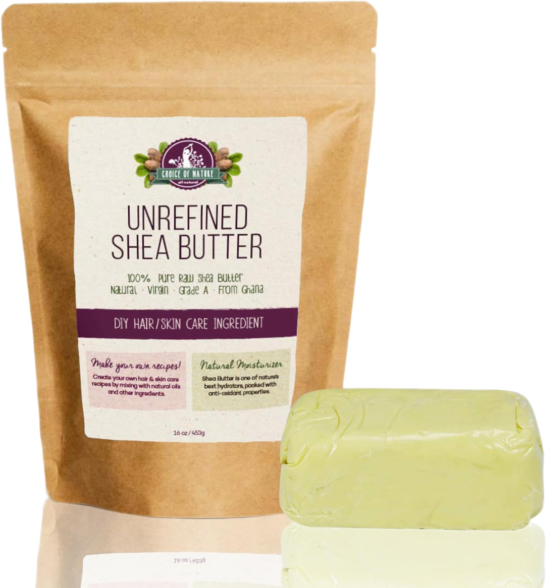 Unrefined Shea Butter Raw Organic | 16 oz / 453 g | Pure Body Butter, Grade A | Natural Moisturizing Formula | for Women and Men