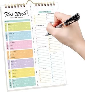 Carnet Pour Planning Des Repas - 52 Feuilles Planificateur D'Emploi Du Temps - Bloc-notes Organisateur d'Aliments,Alimentation Saine Perte De Poids Famille Cuisine Réfrigérateur Mur Dimensions 20x15 C