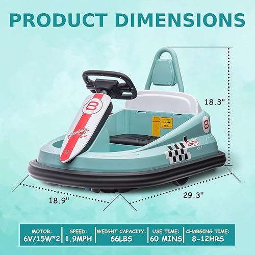 Miniatura 6 de GAOMON - Coche de parachoques para niños pequeños, juguete eléctrico de 6 V para niños de 1.5 a 6 años, con volante, giro de 360 grados, 2