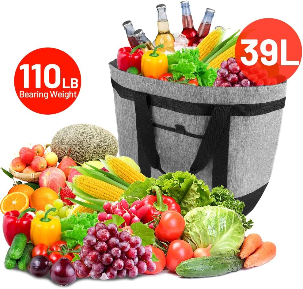 mosago Upgraded 39L Insulated Tote Bag for Pizza, Grocery & Delivery, Gray image 3