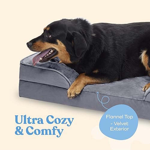 Miniatura 7 de Sofá cama ortopédica para perros, cama ultra cómoda para perros grandes, cama transpirable e impermeable, sofá cama de espuma de huevo con soporte