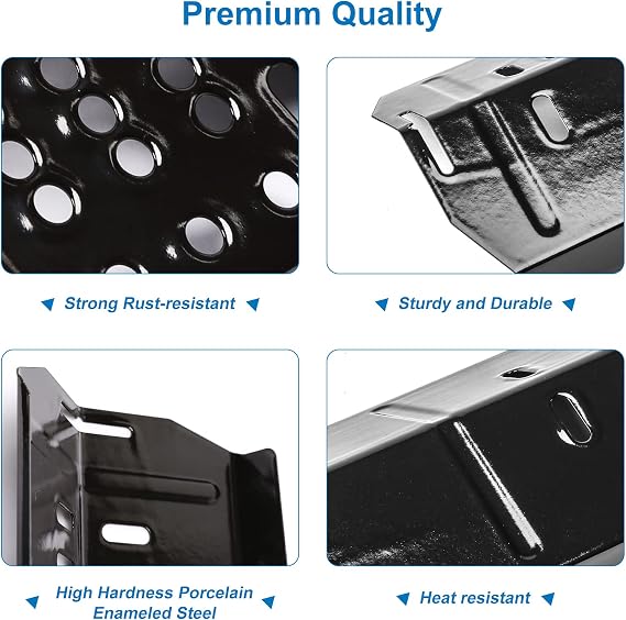Uniflasy Grill Heat Plate Replacement for Dyna-Glo DGH474CRP, DGH485CRP, DGH483CRP, Heat Plates for Dyna-Glo 5 Burner Grill, Dyna-Glo 4 Burner DGH450CRP Grill Parts, Porcelain Steel Heat Plate, 5 Pack