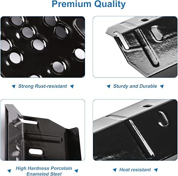 Uniflasy Grill Heat Plate Replacement for Dyna-Glo DGH474CRP, DGH485CRP, DGH483CRP, Heat Plates for Dyna-Glo 5 Burner Grill, Dyna-Glo 4 Burner DGH450CRP Grill Parts, Porcelain Steel Heat Plate, 5 Pack