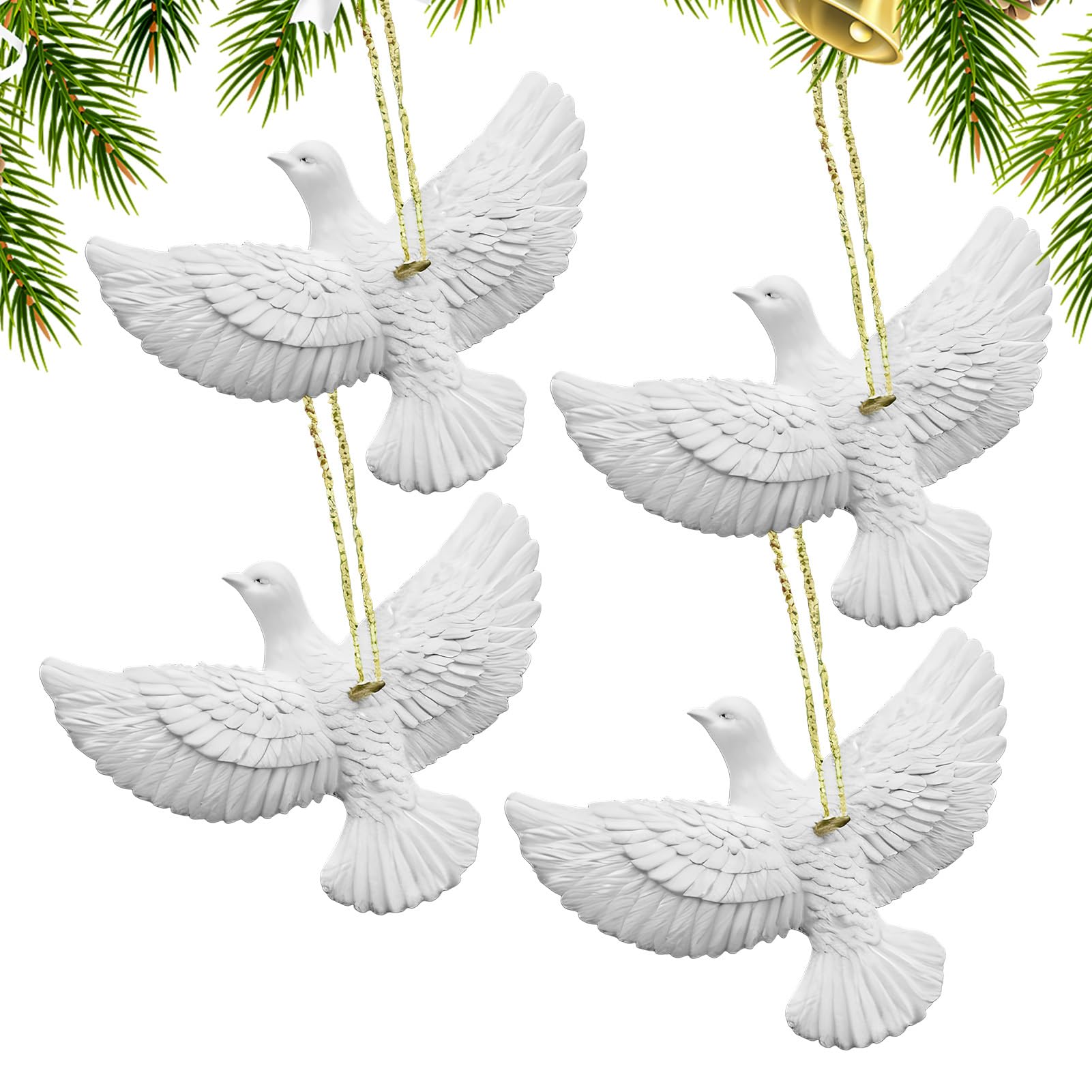 Figures en résine d'oiseaux blancs de Noël : l'élégance d'un design festif haut de gamme