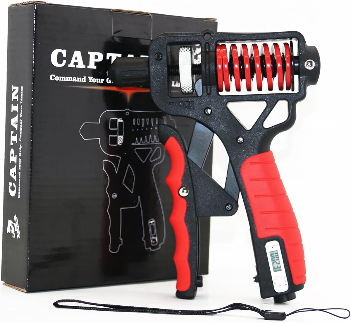 CAPTAIN Adjustable 10–400 lb Electronic Grip Strength Trainer – Alloy Frame, Titanium-Plated Steel, TPR Non-Slip Handles