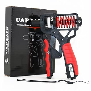 CAPTAIN Adjustable 10–400 lb Electronic Grip Strength Trainer – Alloy Frame, Titanium-Plated Steel, TPR Non-Slip Handles - Amazon product rated Grade A