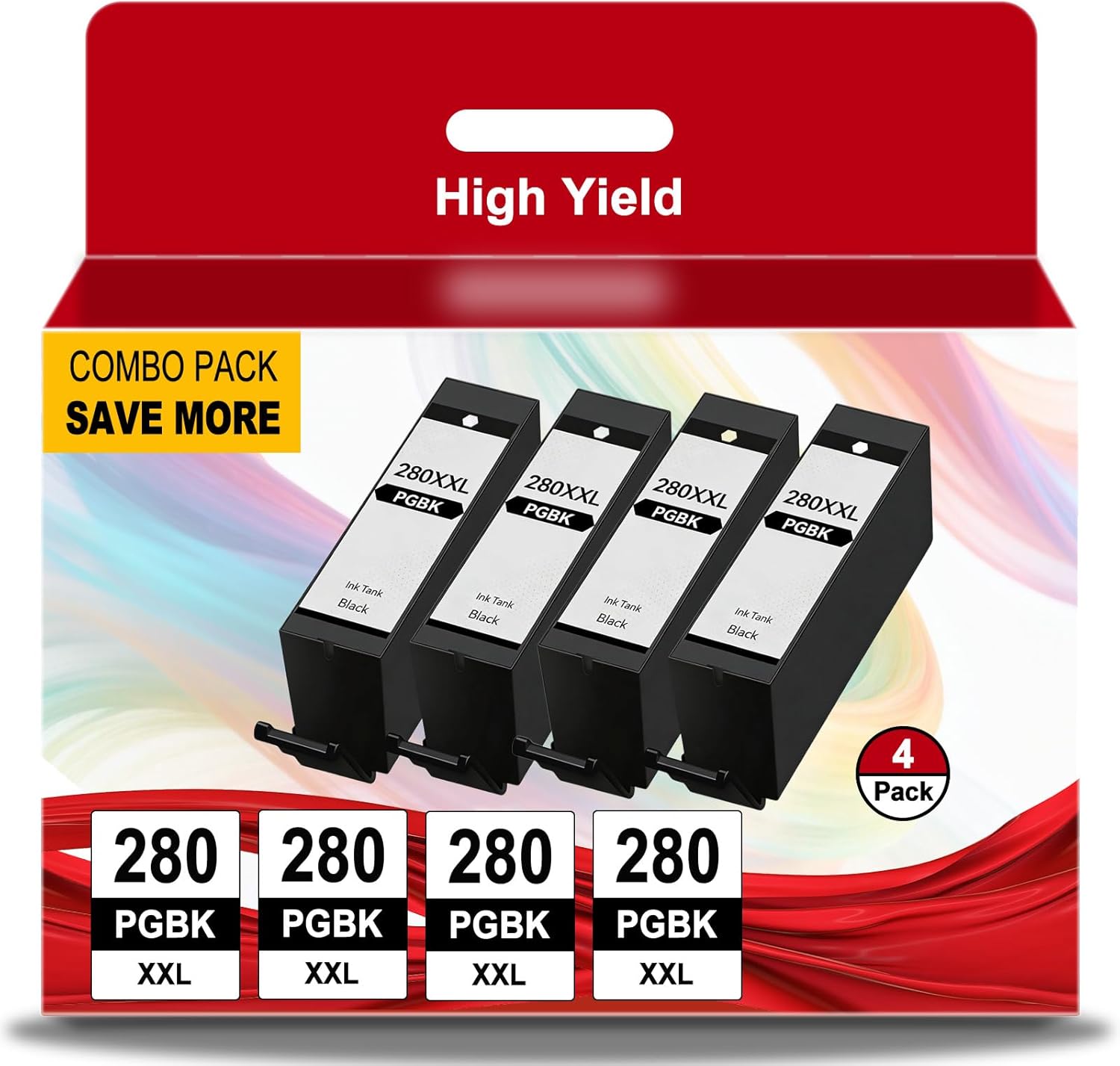 PGI-280XXL PGBK Ink Cartridges(4-Pack) Replacement for Canon 280XXL Ink Cartridge 280 PGBK Ink Compatible with TR8620a TR7820 TS6220 TR8622a TS9120 TS9521c TR7620 TR8520 TS6320 TS9520 Printers 280 Ink