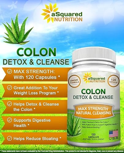 Miniatura 2 de aSquared Nutrition Pure Colon Cleanse para bajar de peso - 120 cápsulas, fuerza máxima, limpiador natural de desintoxicación de colon, mezcla de