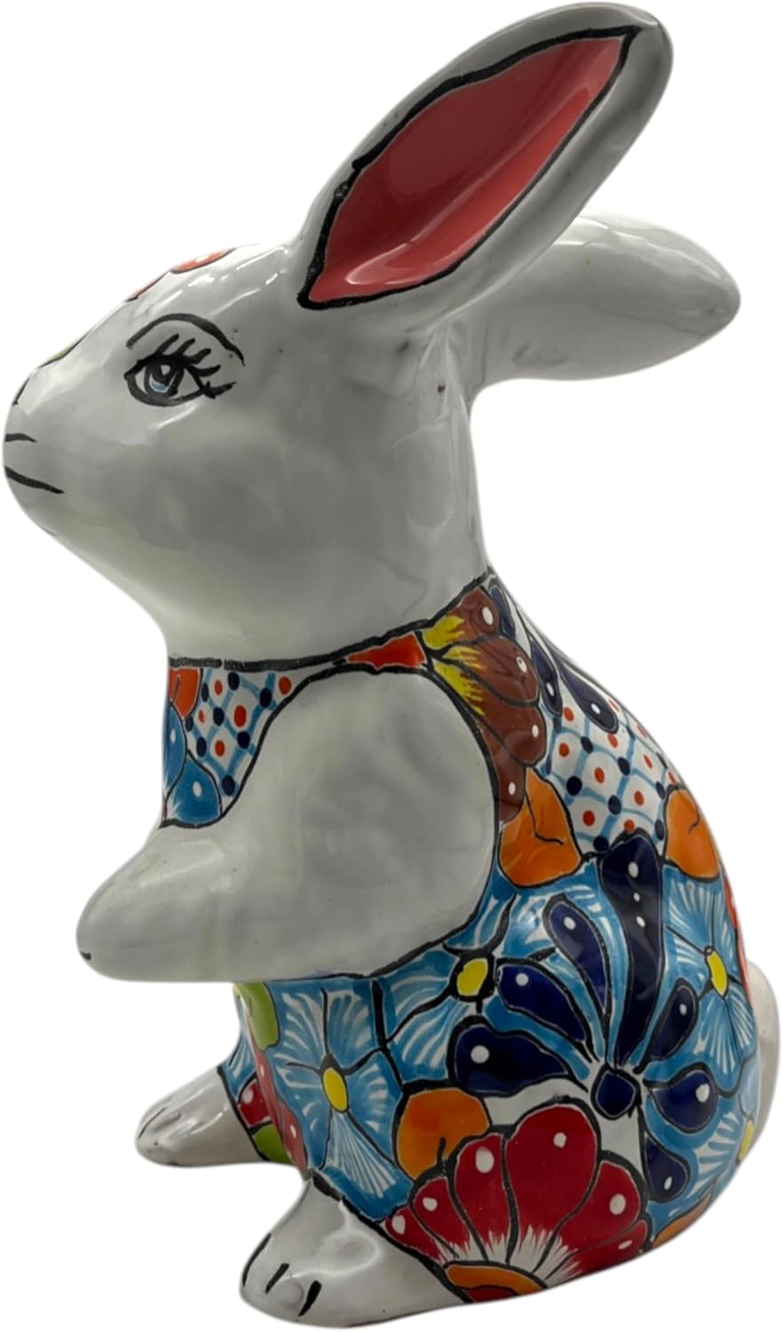 Talavera Bunny Statue | Colorful Hand-Painted Mexican Rabbit Decor