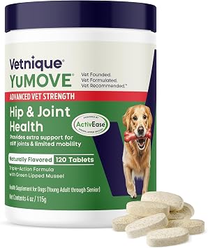 YuMOVE Adult Dog Hip & Joint Supplement, Advanced Vet Strength Tablets | ActivEase Green Lipped Mussel, Glucosamine for Dogs, Hyaluronic Acid & Omega 3 Chewable Tablets, NASC Certified