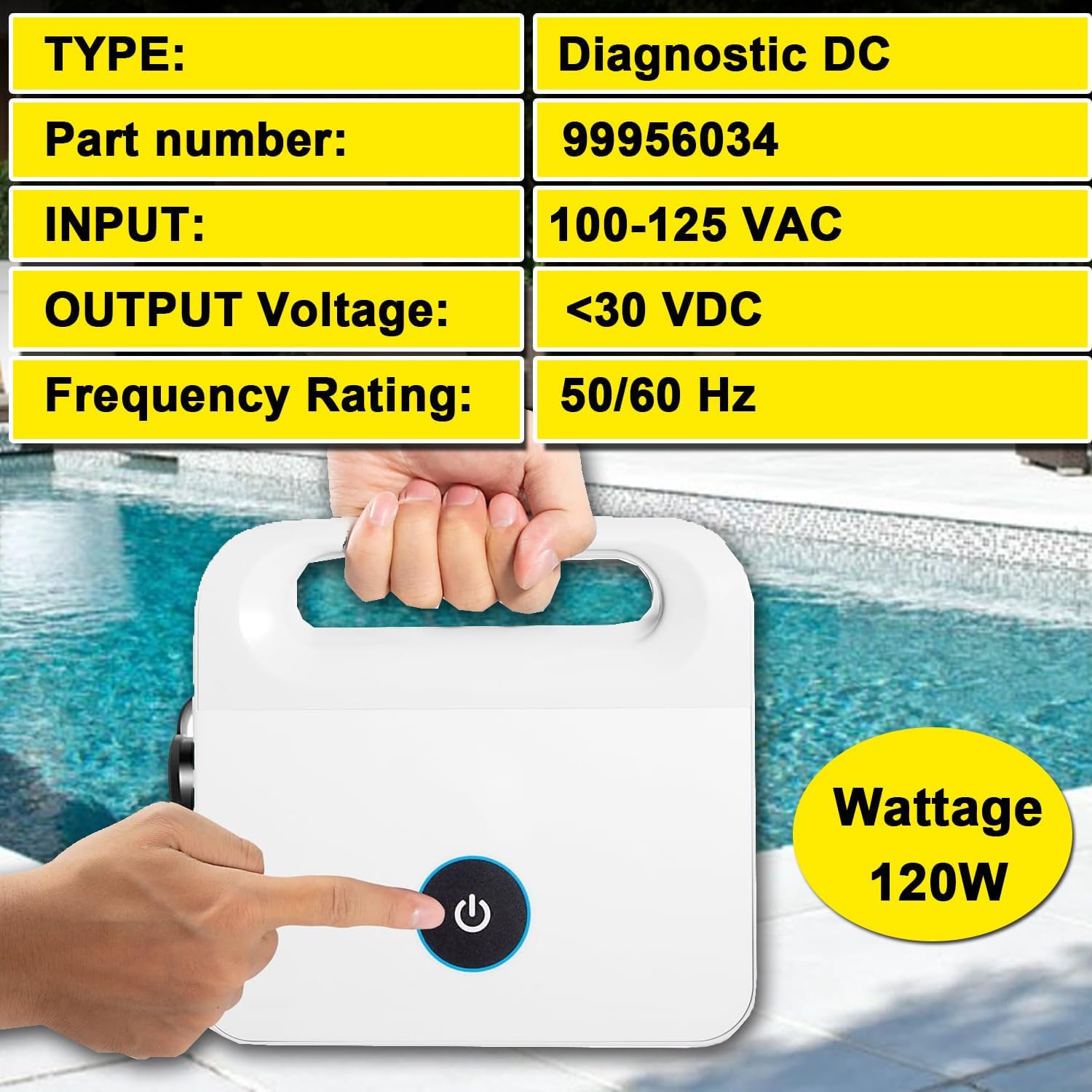 99956034 Power Supply 120W with 5898412LF Power Cord Suitable for Dolphin Active 10, Echo, Encore, Escape, E10, S50, Solo, T15, Premium 10,Premium 20 Robotic Pool Cleaner