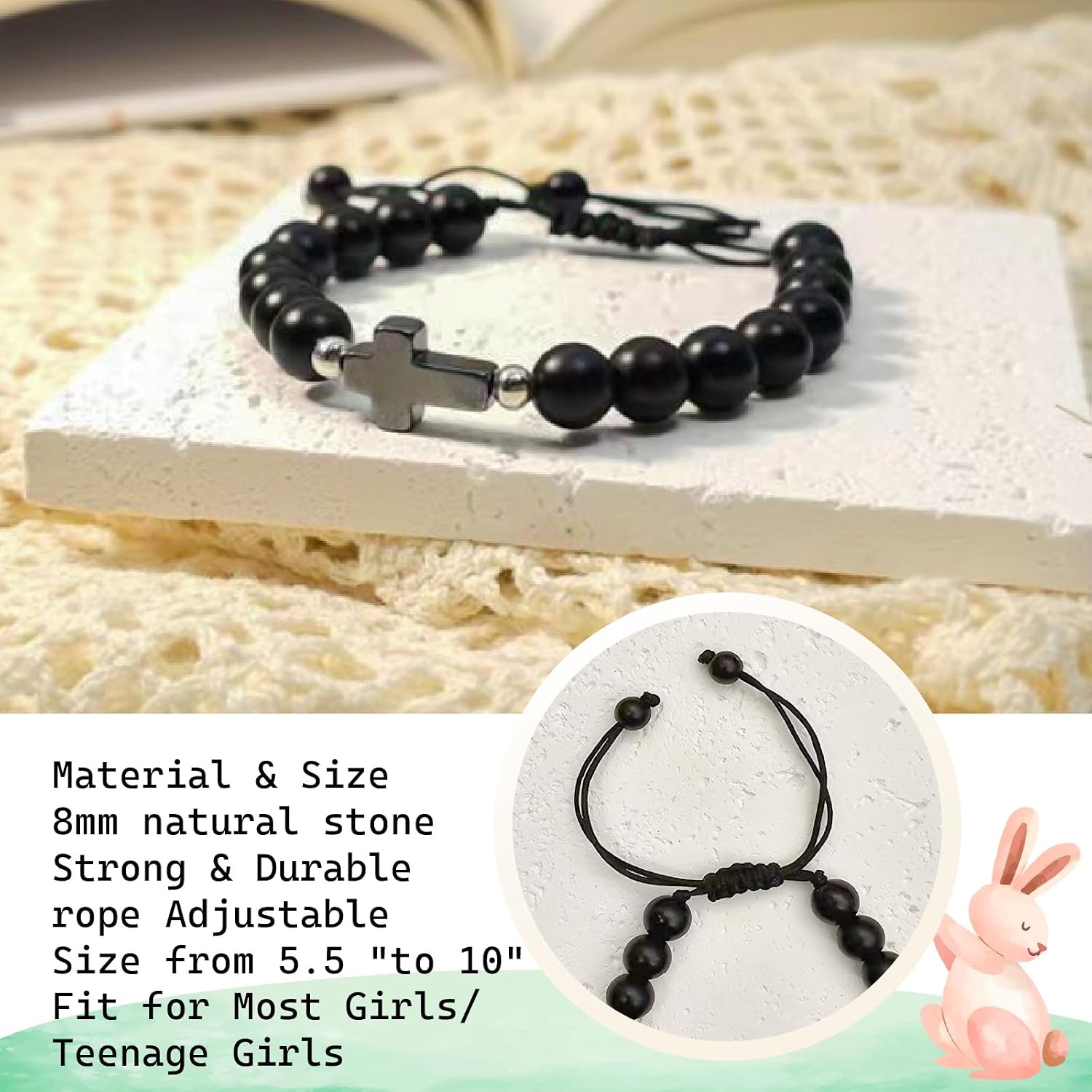 Cross Bracelet Graduation Birthday Gifts for Women Girls, Religious Christian Catholic Bracelet Gift for Goddaughter Daughter Girlfriend, Beaded Charm Bracelet for Mom Grandma Faith Gift