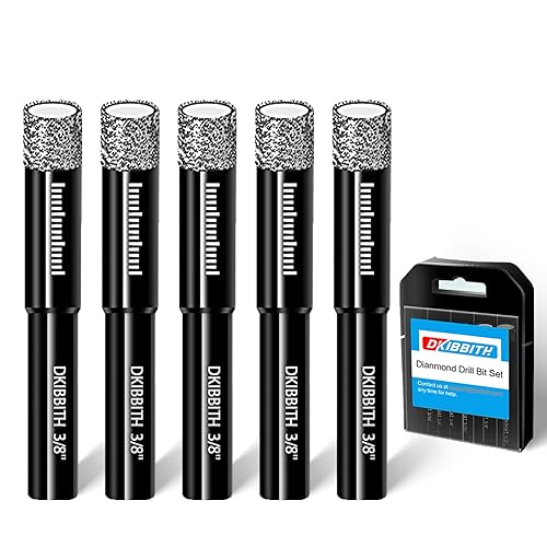 Vista 15 de Juego de brocas de diamante seco, 5 brocas para azulejos para porcelana, cerámica, granito, mármol, piedra, materiales duros de vidrio, vástago