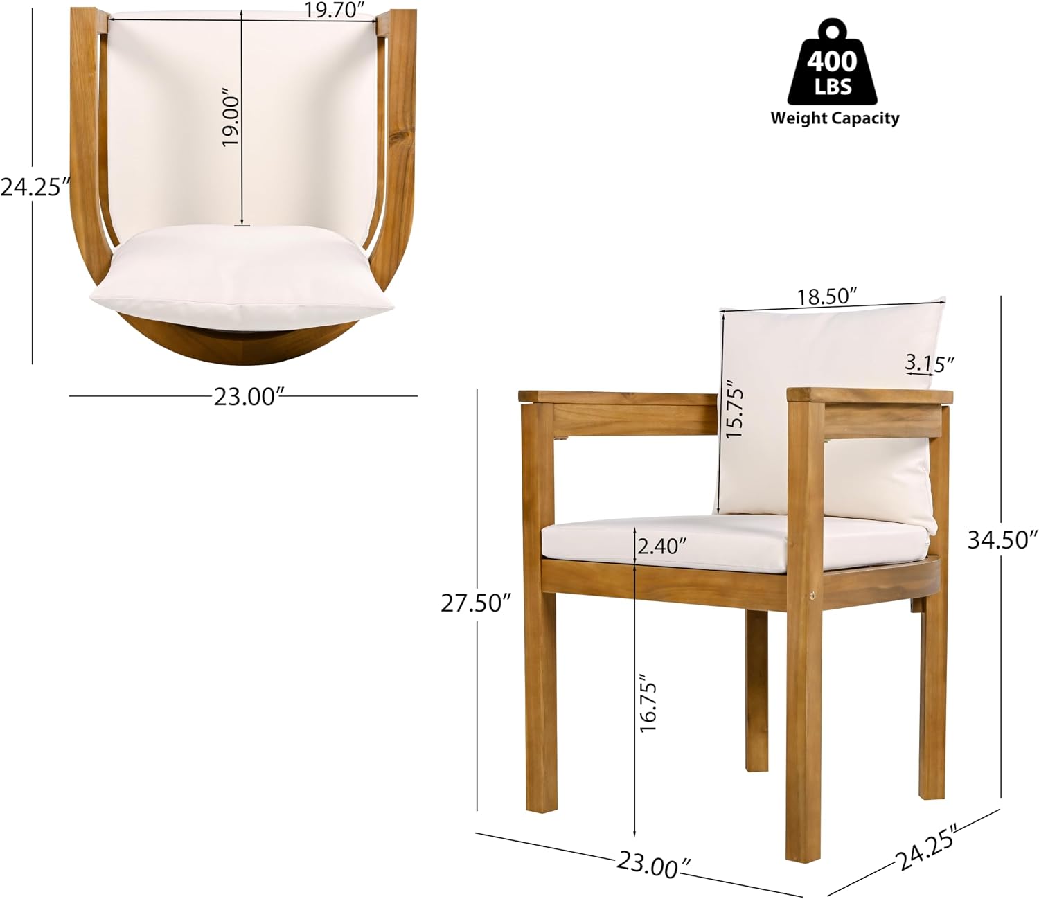 Christopher Knight Home Abaco Outdoor Acacia Wood Dining Table Set for 8, Outdoor Dining Set, Patio Table and Dining Chairs Set of 8 with Cushions, 9 Pieces Patio Set with Cushions, Beige and Teak