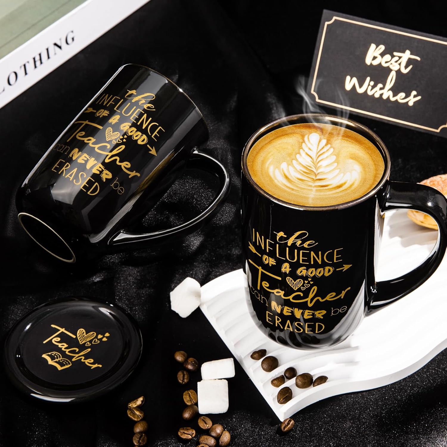 Teacher Gifts for Men, Male Teacher Appreciation Gifts from Students, Best Teacher's Gift on Christmas Graduation Retirement, 18Oz Metal Glaze Ceramic Coffee Mup with Spoon Lid Card Gorgeous Box - Image 4