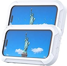 FOOMEE 2-Pack Shower Phone Holder, Waterproof, 360° Rotatable & Adjustable Wall Mount with Adhesive for 4-7 Inch Phones (iPhone, Samsung, Google), White