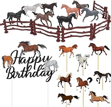 17 PCS Horse Cake Decoration,Horse Cake Decoration Supplies,Horse Happy Birthday Decoration Cake Realistic Horse Fence For Decorating Birthday Cake For Children