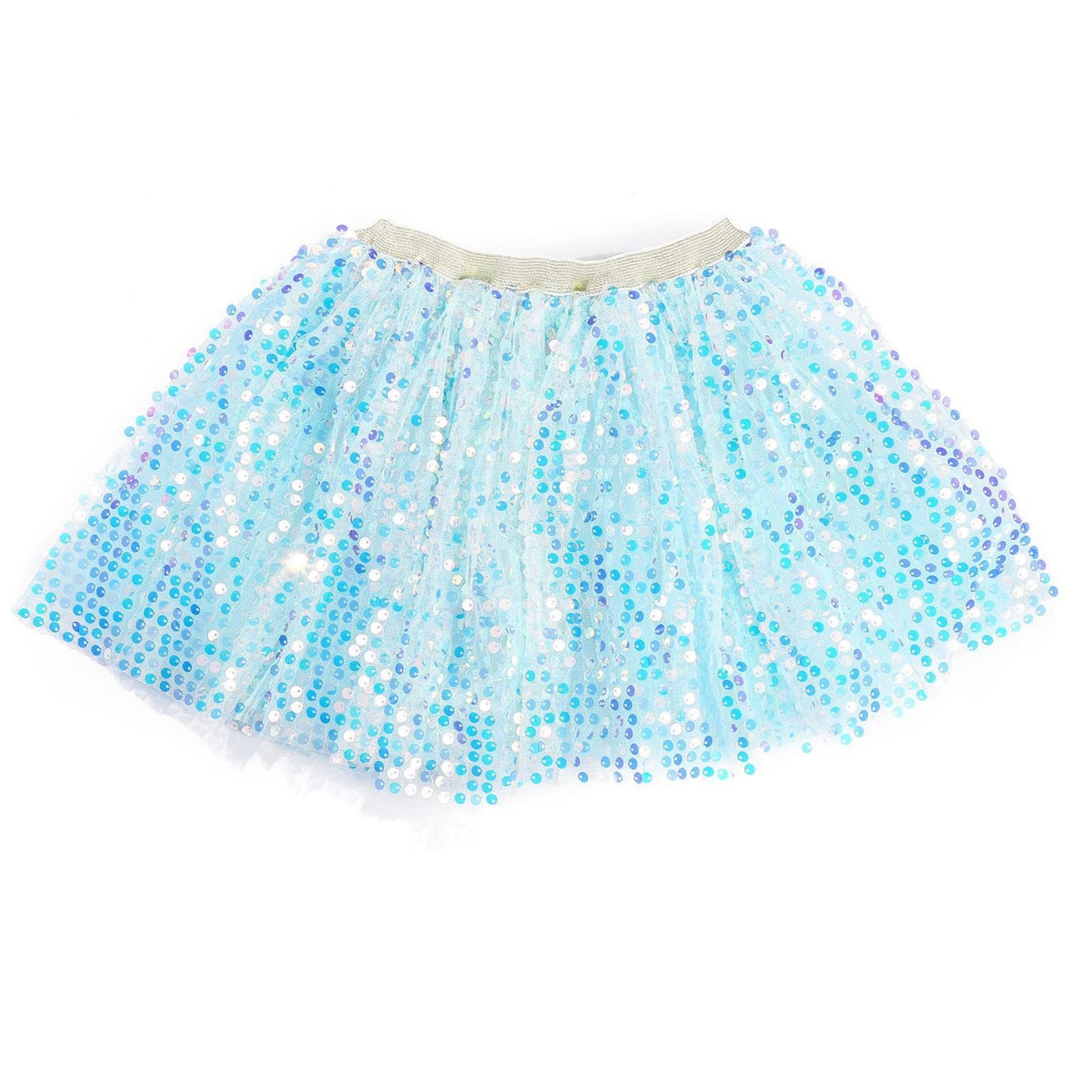 Baby Girls Layered Tutu Skirt Girls Sequins Tulle Skirts Ballet Dance Princess Skirt Toddler Birthday (Blue, 1-2 Years)