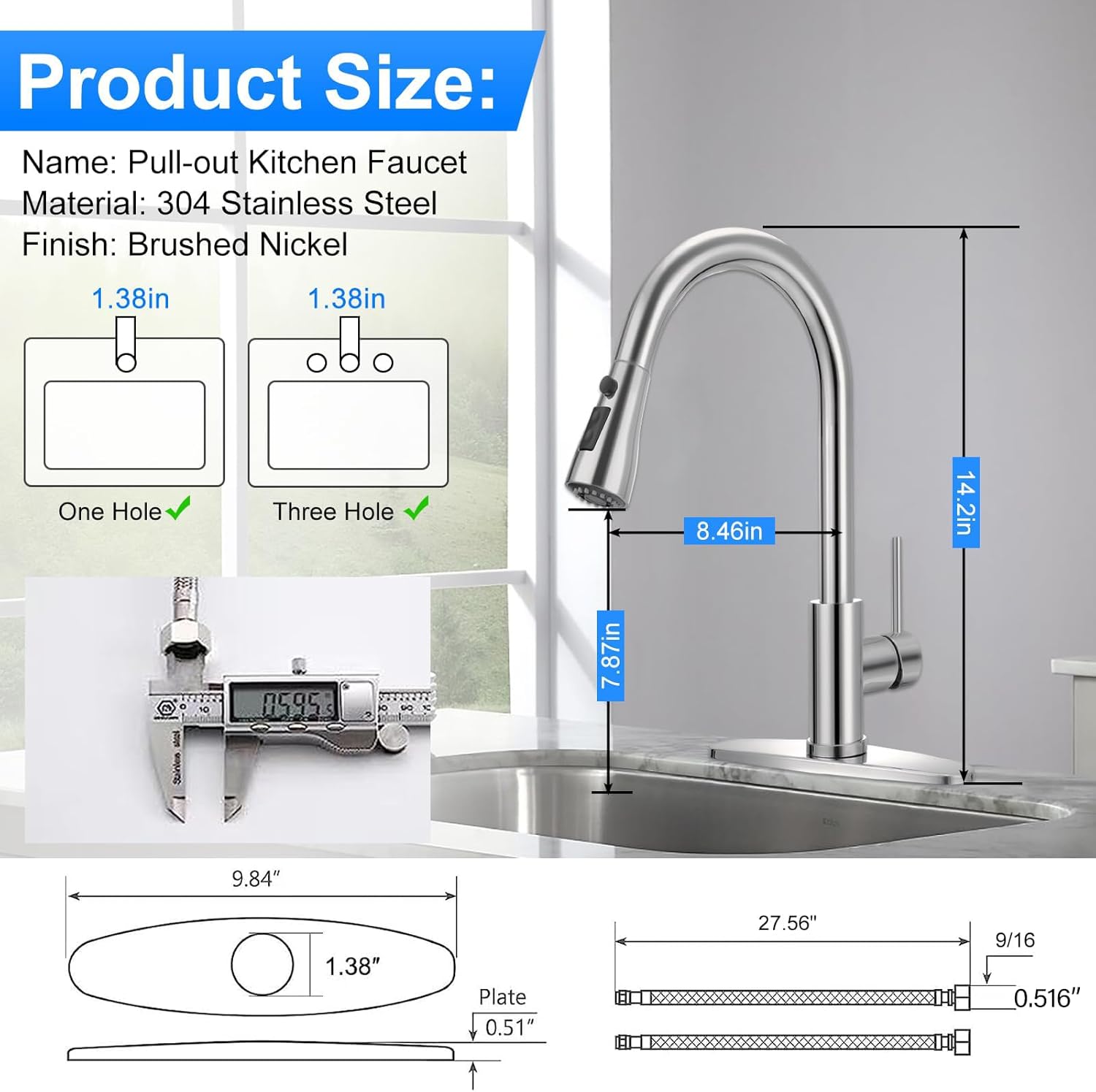 Kitchen Faucets with Pull Down Sprayer,Pull-Down Kitchen Faucet - Sleek and Classic Design for Effortless Kitchen Cleaning… (Polished Chrome)