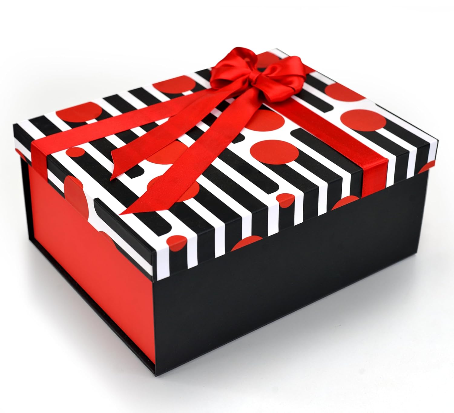 RBS®- Gift Box for Packing (21 X 27 X 11Cm) Hamper Box for Gift empty (1 Pack) Multipurpose Christmas Gift Box Holding Upto 5Kg Pre-Attached Ribbon Reuse boxes for gift (Retro Rouge)