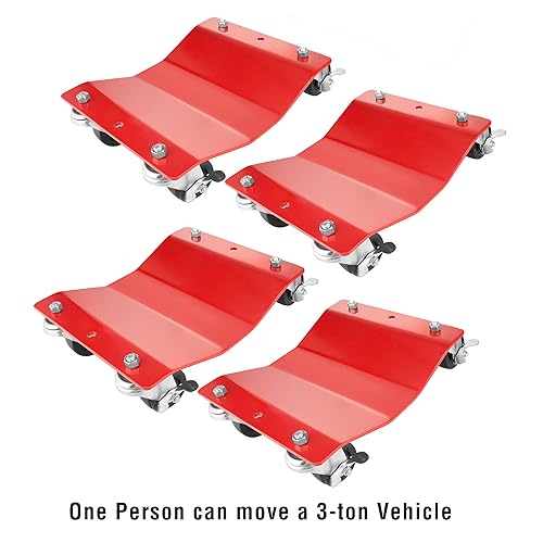 Miniatura 3 de PENTAGON TOOLS Paquete de 4 unidades de grado comercial | Neumático Dolly - Patines para neumáticos | Rojo