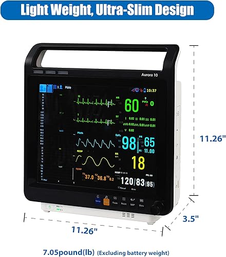 Miniatura 3 de Monitor de pacientes veterinarios de pantalla de 10.4 pulgadas, monitor multiparamétrico Signos Vitales, monitor veterinario de mascotas, Spo2, Ecg,