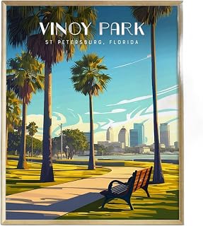 Vinoy Park St Petersburg Florida Framed Wall Art 24x36 in/Walnut Floating Frame Canvas