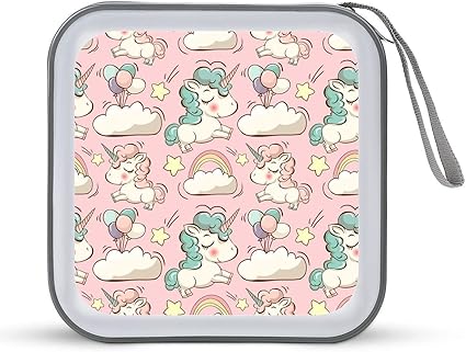 Amazon ディスクケース Cd Vcd ケース バッグ かわいい ユニコーン 雲 虹 星 収納袋 メディアケース セミハード ファスナー付 40枚収納 ホルダー メディア収納バッグ Dvd収納ケース Vcdバッグ 用ディスクトレイ専用ファイル ウォレットタイプ 旅行 自宅 Zzmau