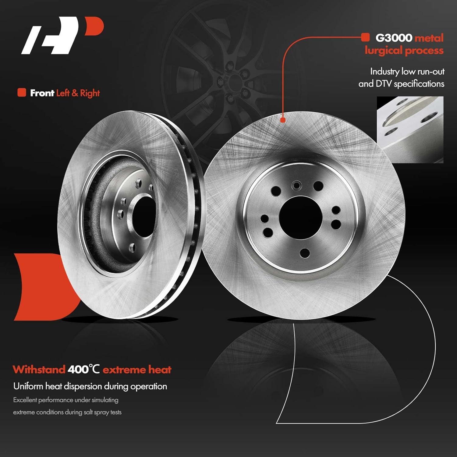 A-Premium Front Vented & Rear Solid Disc Brake Rotors + Ceramic Pads Kit Compatible with Mercedes-Benz Models - ML320 R320 2007-2009, ML350 2006-2011, ML500 R500 2006-2007, R350, ML450