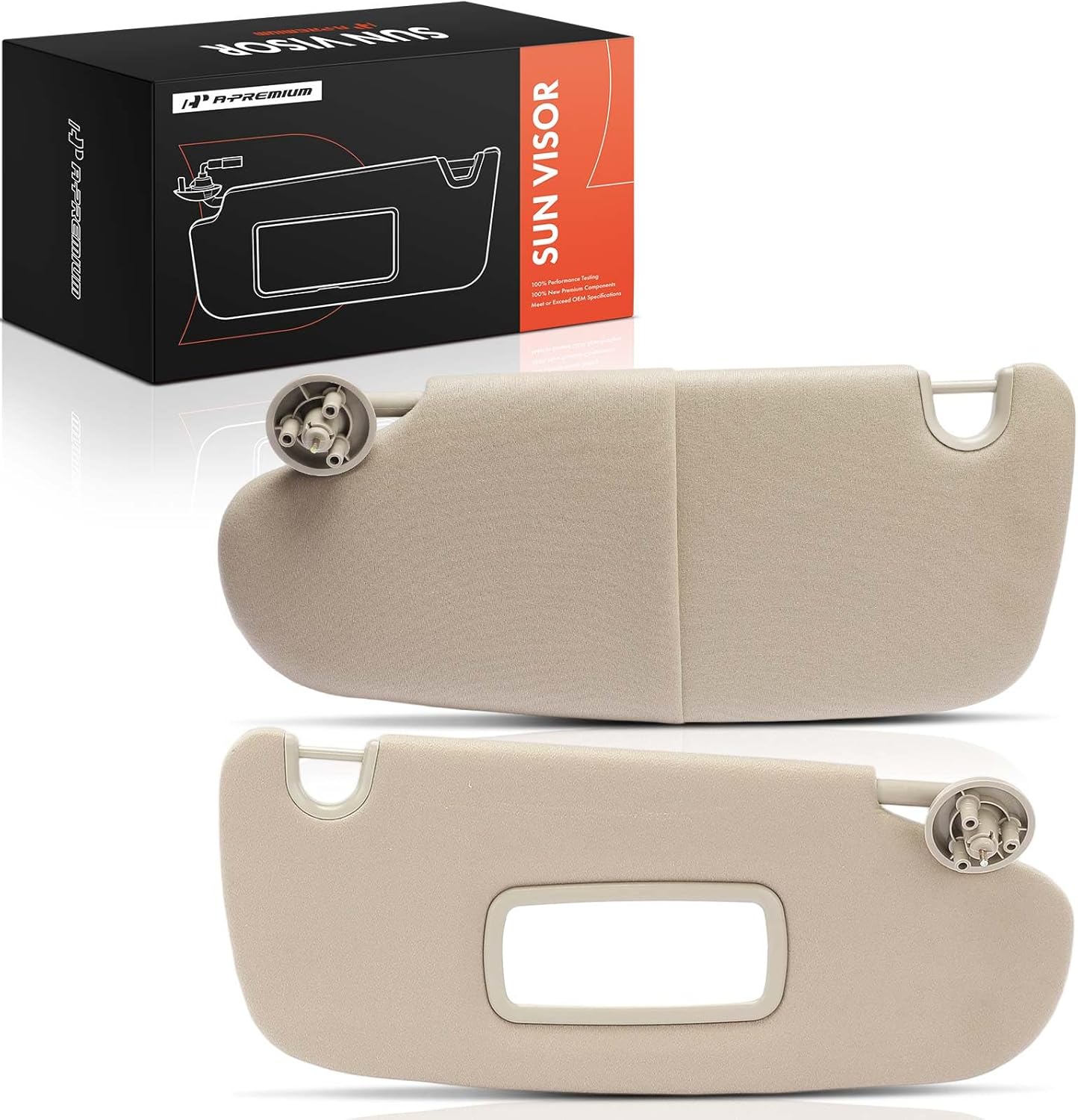 A-Premium Driver & Passenger Sun Visor Compatible with Dodge Ram 1500 2500 3500 2002-2009 - with Vanity Mirror, Without Vanity Light, Beige Color - Replaces 1CT18TL2AA, 1CT17TL2AA