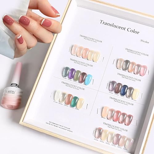 Miniatura 5 de Esmalte de uñas de gel - 36 colores de esmalte de gelatina translúcido, con luz ultravioleta, esmalte de uñas natural y sin crueldad, 0.5 onzas