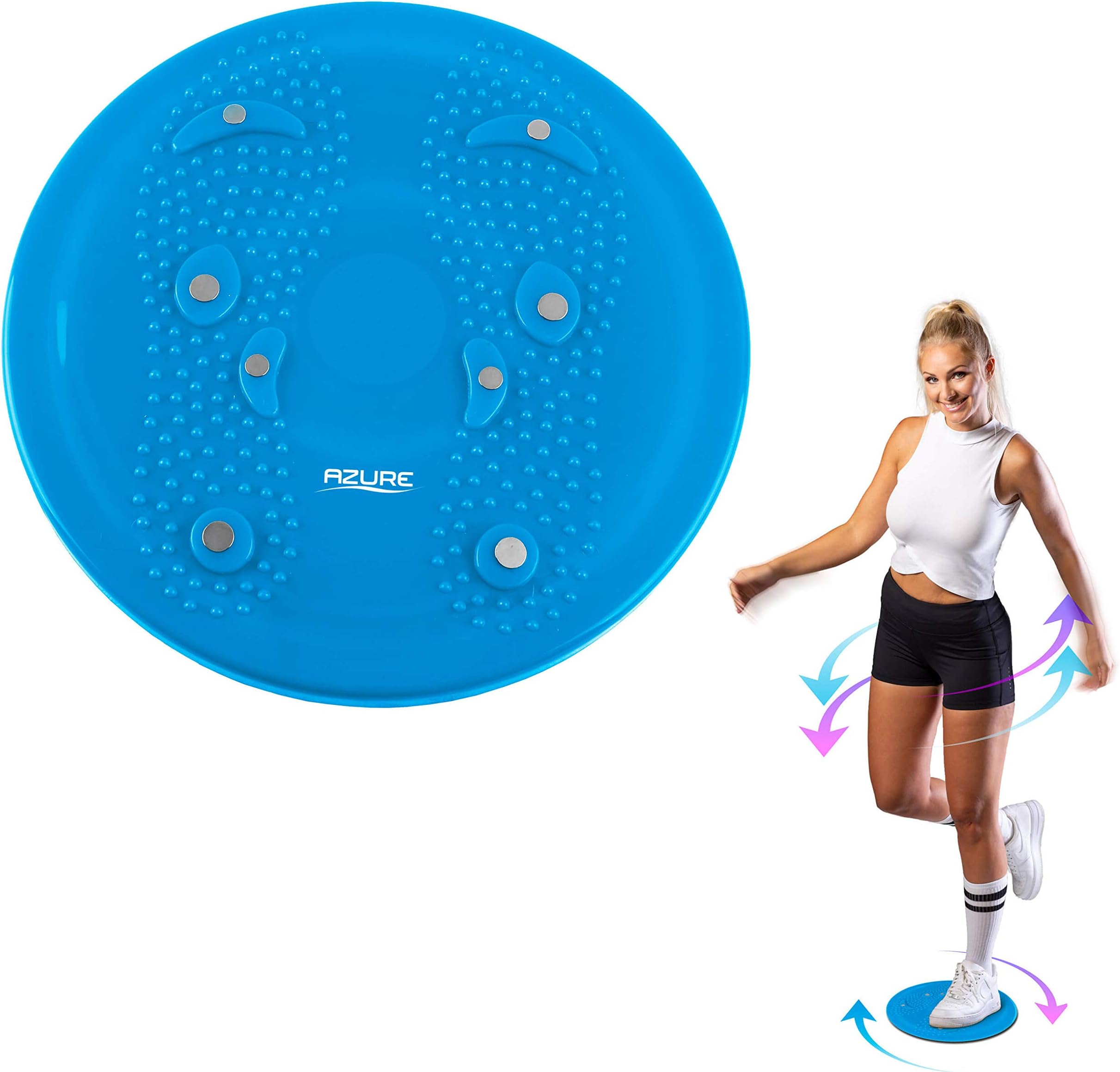 Azure Shaping Twister Twist Balance Exercise Board for Abdominal, Waist, Thigh Toning with Reflexology Magnets